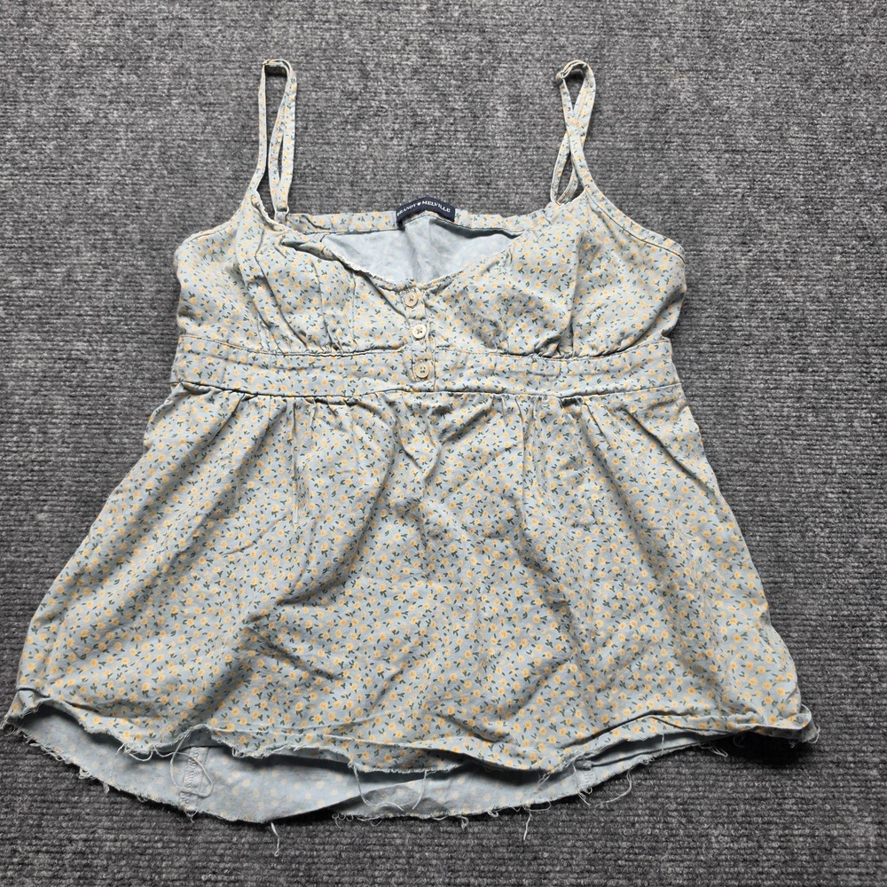 Brandy Melville Floral Babydoll Cami Top Light Blue Yellow Flower Camisole OS